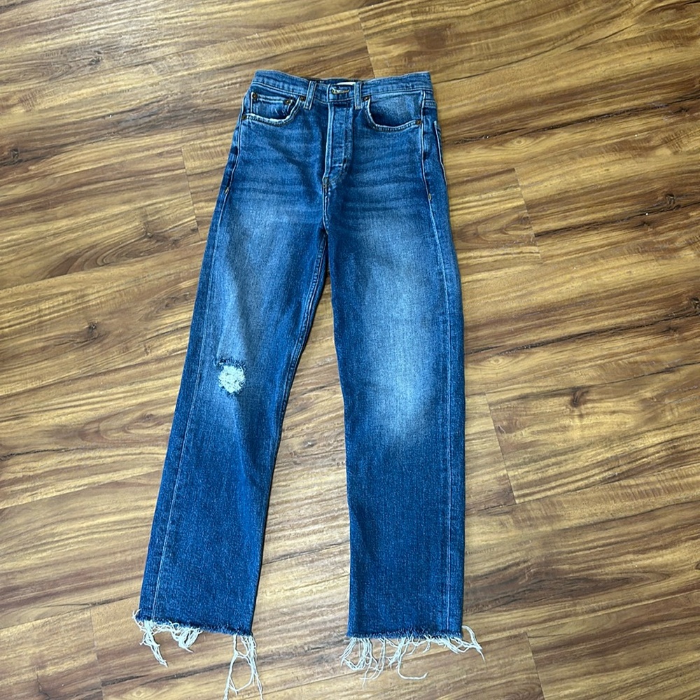 RE-DONE blue wash jeans. High rise.
